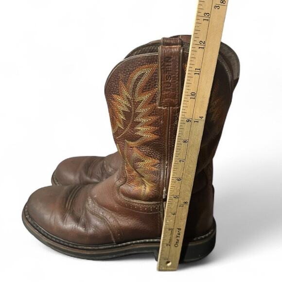 Justin Boots WK4655 Men's Stampede Collection Work Size 9.5 D Used Embroidered - Picture 8 of 8